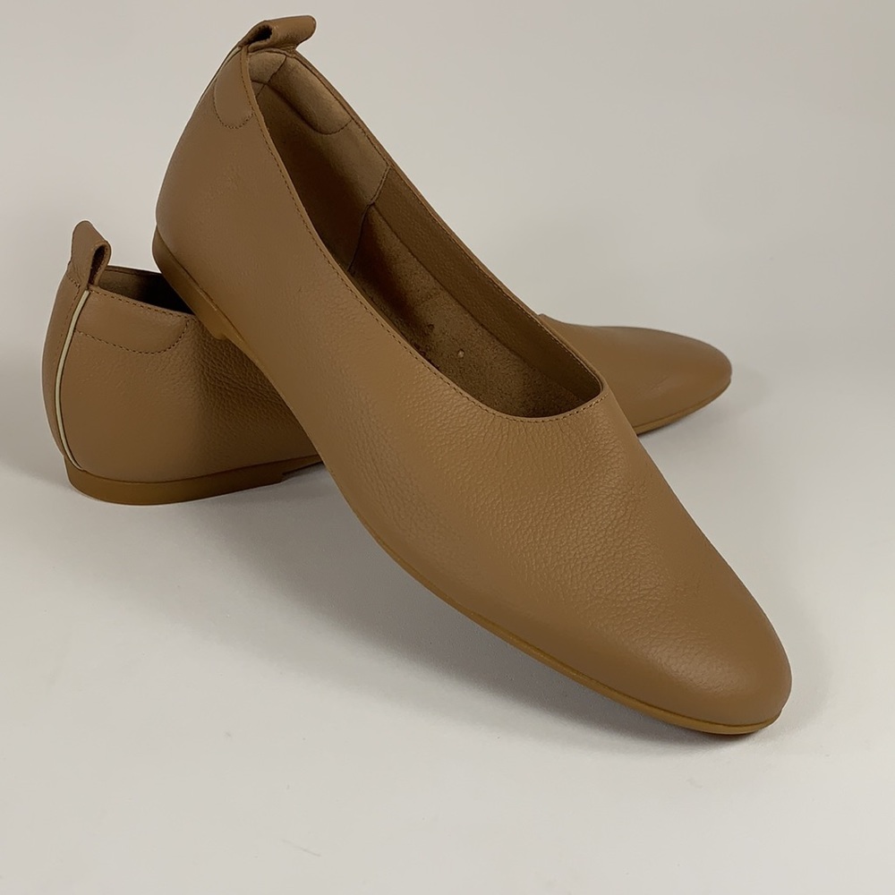 Everlane The Italian Leather Day Glove Flats, Tan, Size: 7.5, New Without Box
